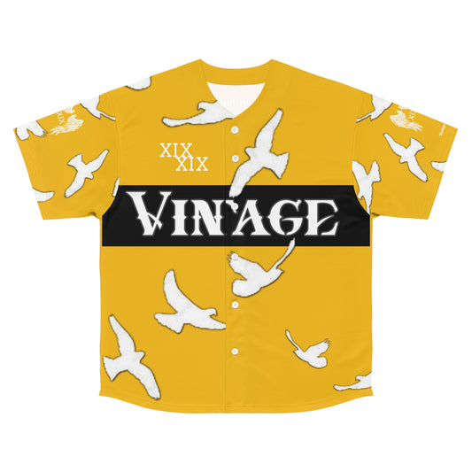 Men's Yellow/White Vintage Art Lust Dove's Above Baseball Jersey