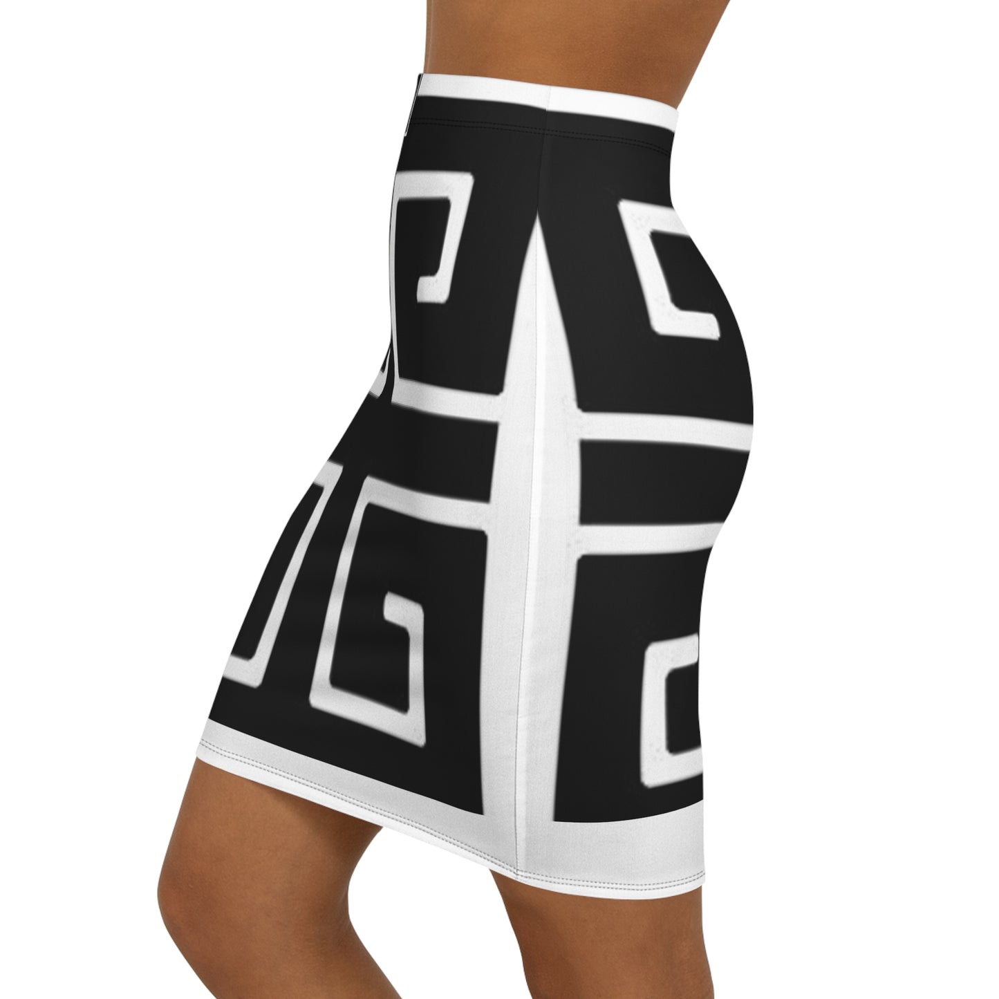 Women's White on Black Vintage Art Lust Mini Skirt (AOP)
