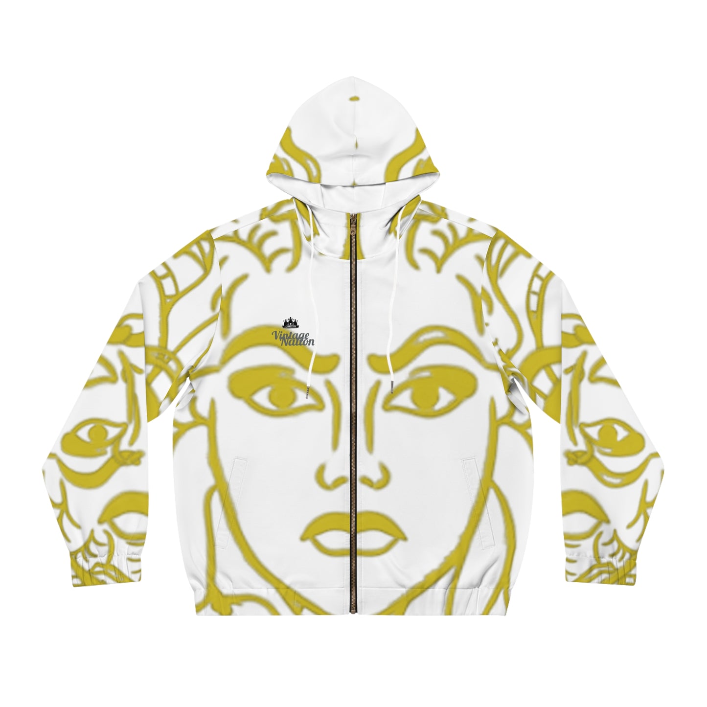 Men's Gold White Madusa Full-Zip Hoodie (AOP)
