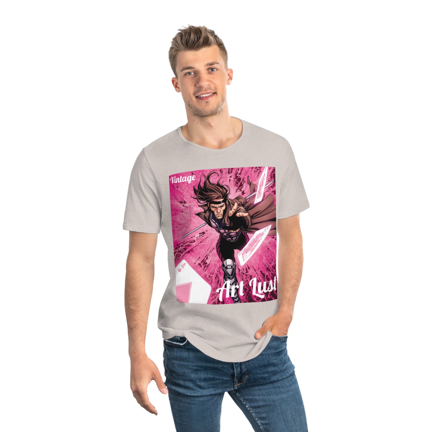 Men's Gambit Ill. Comic Art Lust Jersey Curved Hem Tee