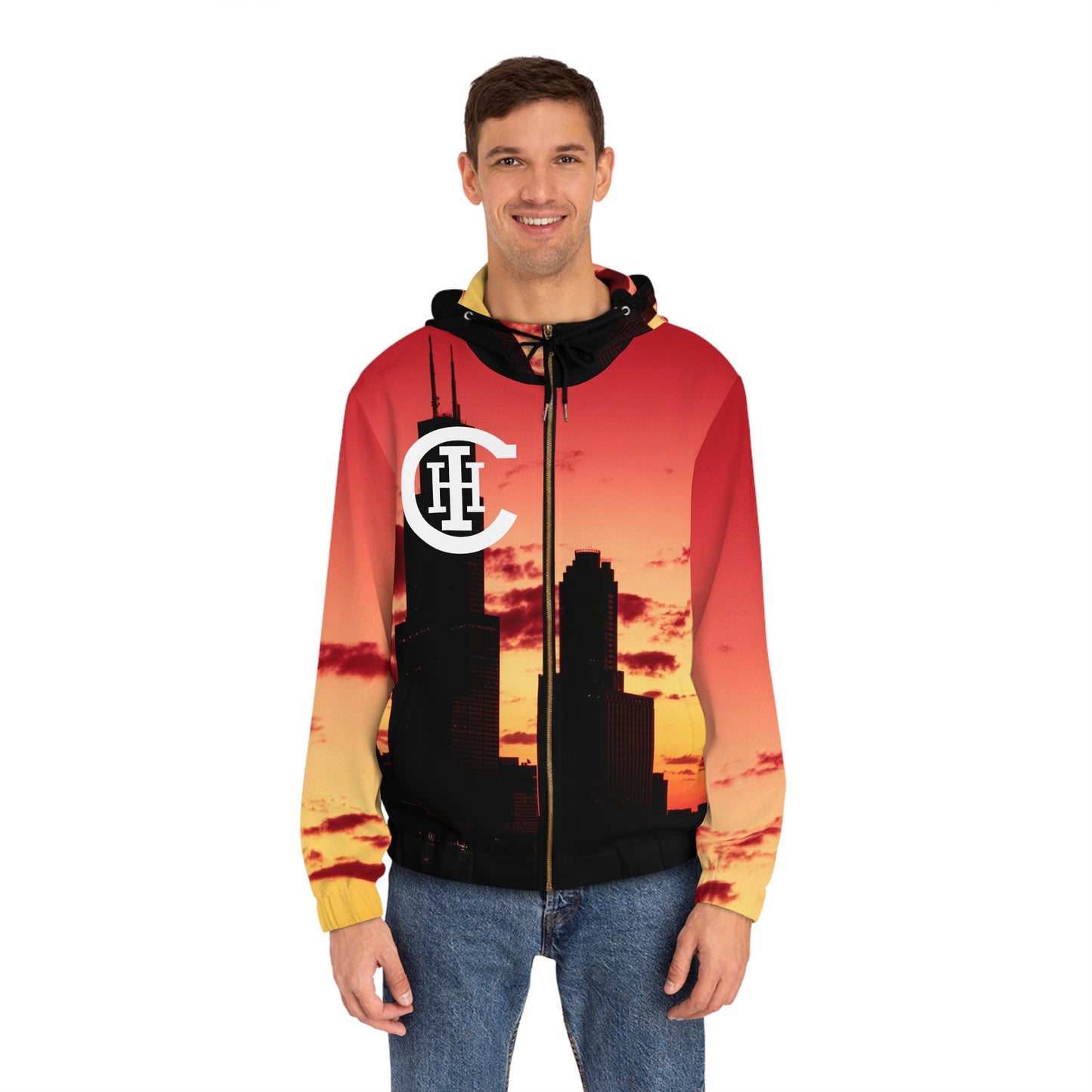 Men's Vintage Chicago Full-Zip Hoodie (AOP)