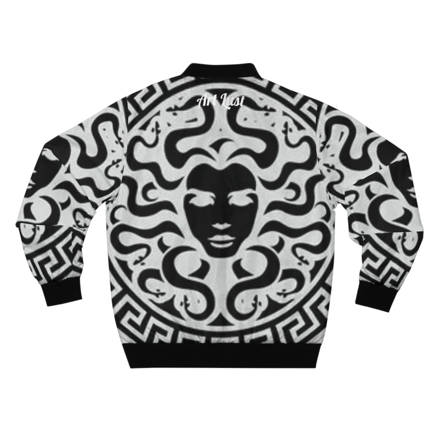 Men's White/Black Lion Madusa Bomber Jacket (AOP)