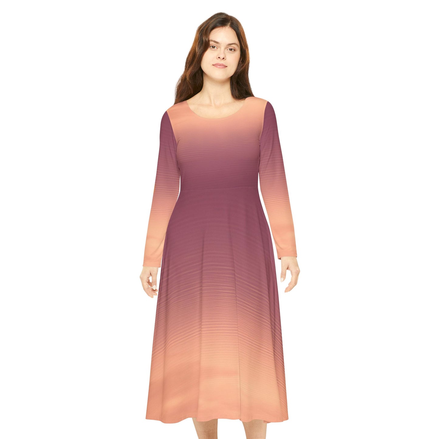 Women's Vintage Gradient Long Sleeve Dance Dress