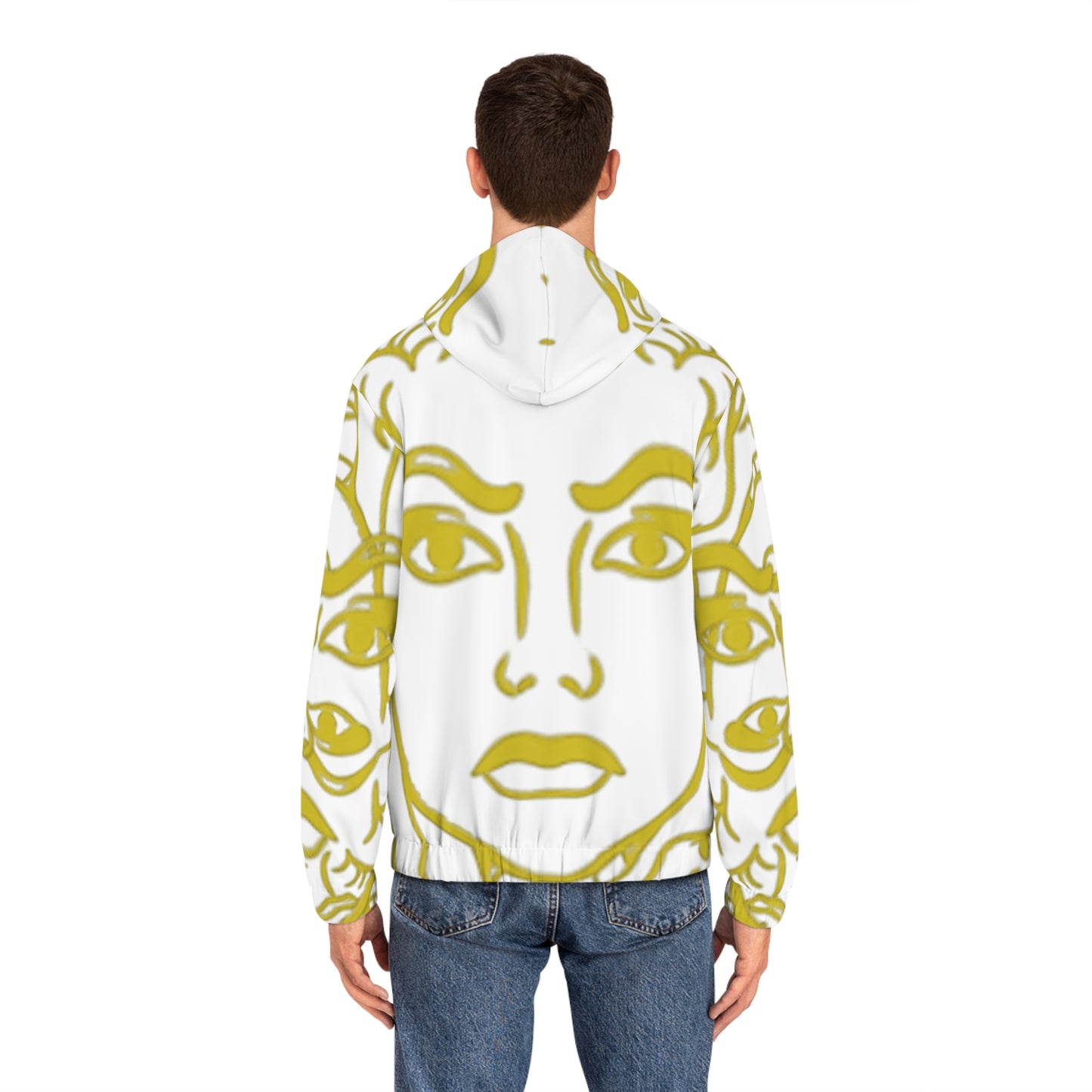 Men's Gold White Madusa Full-Zip Hoodie (AOP)