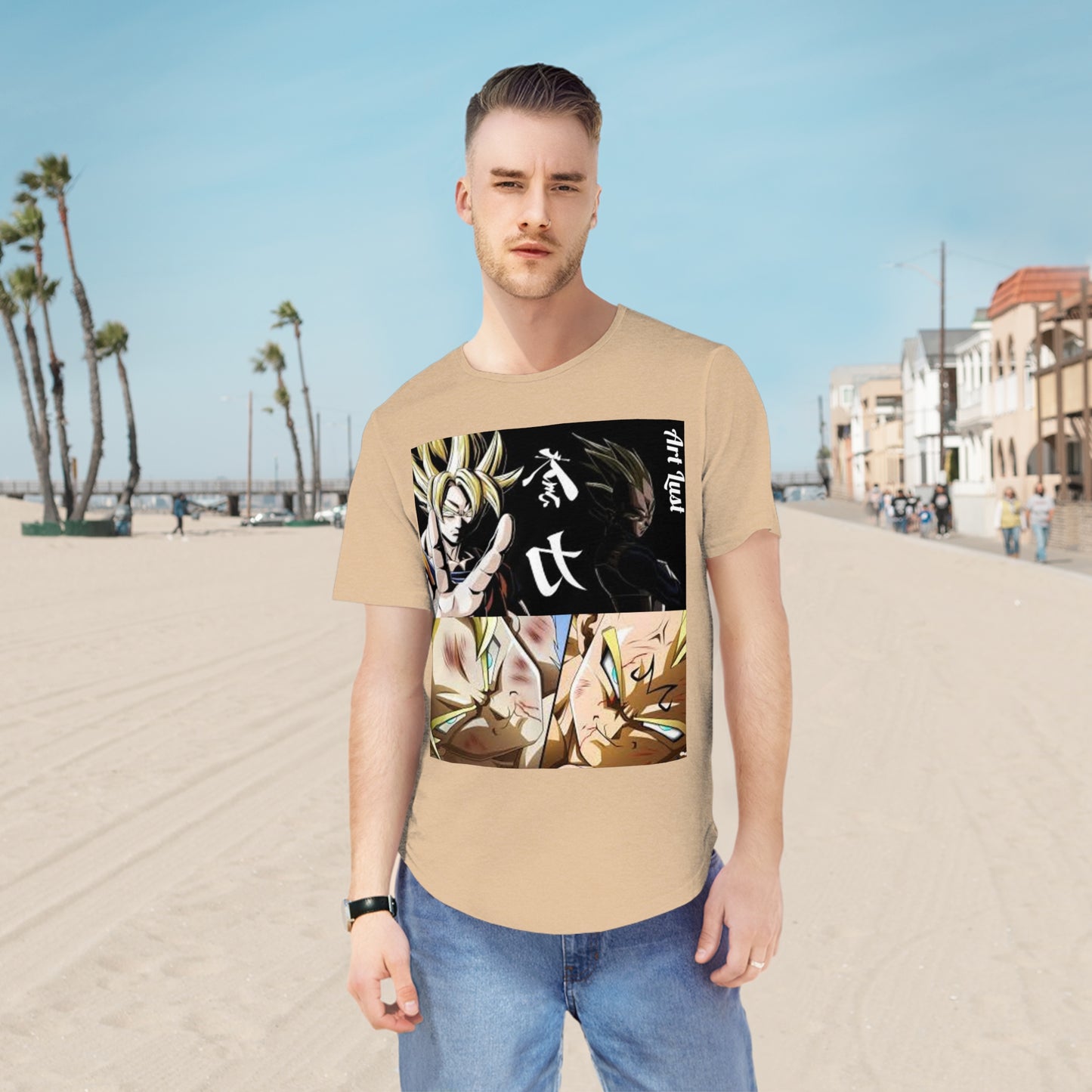 Men's Vintage Saiyan Fury Art Lust Jersey Curved Hem Tee