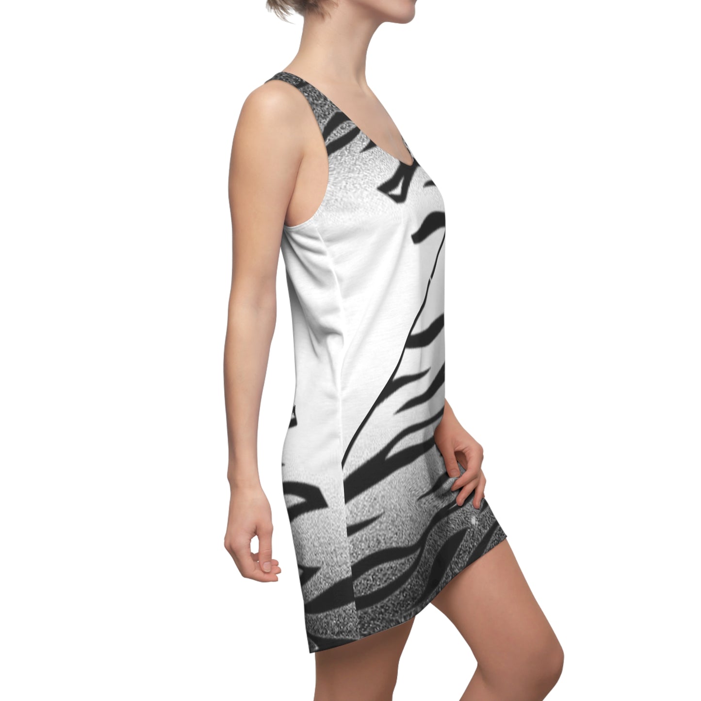 Women's Custom Zebra Print Cut & Sew Racerback Dress (AOP)
