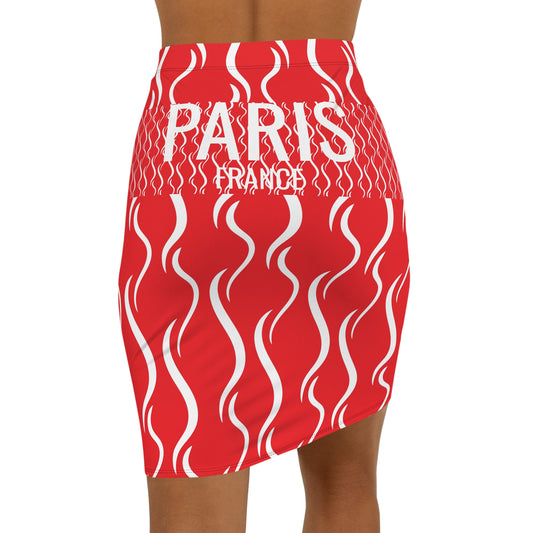 Women's PARIS Red/White Mini Skirt