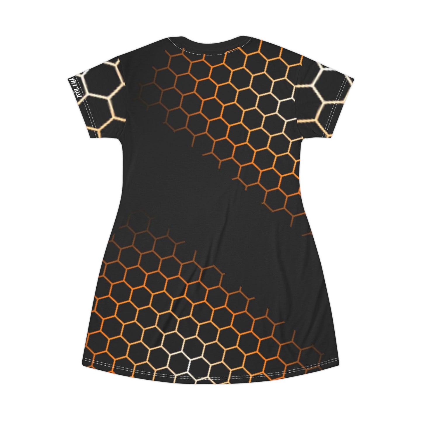 Gold/Black Honeycomb Pattern Art Lust T-Shirt Dress (AOP)