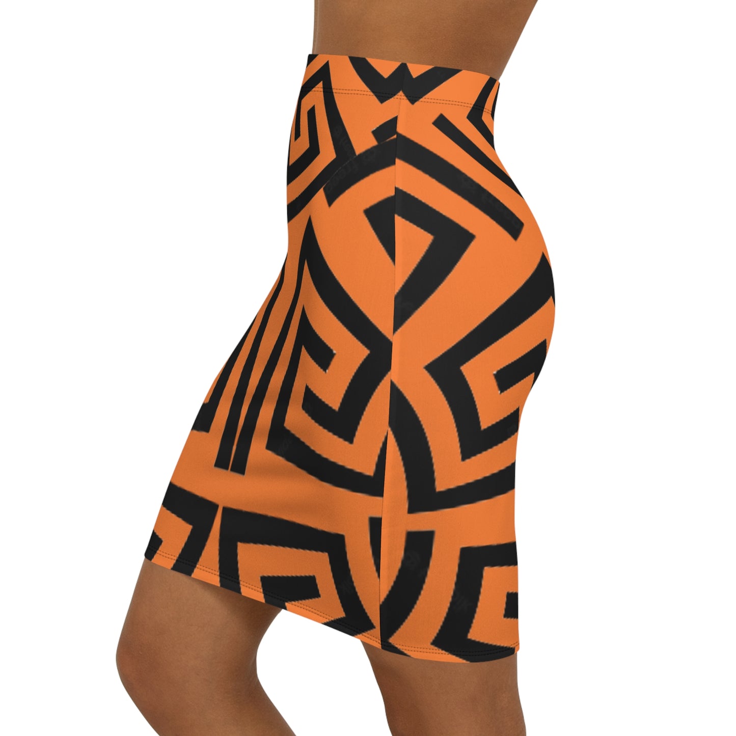 Women's Orange /Black Vintage Greek Art Lust Mini Skirt (AOP)