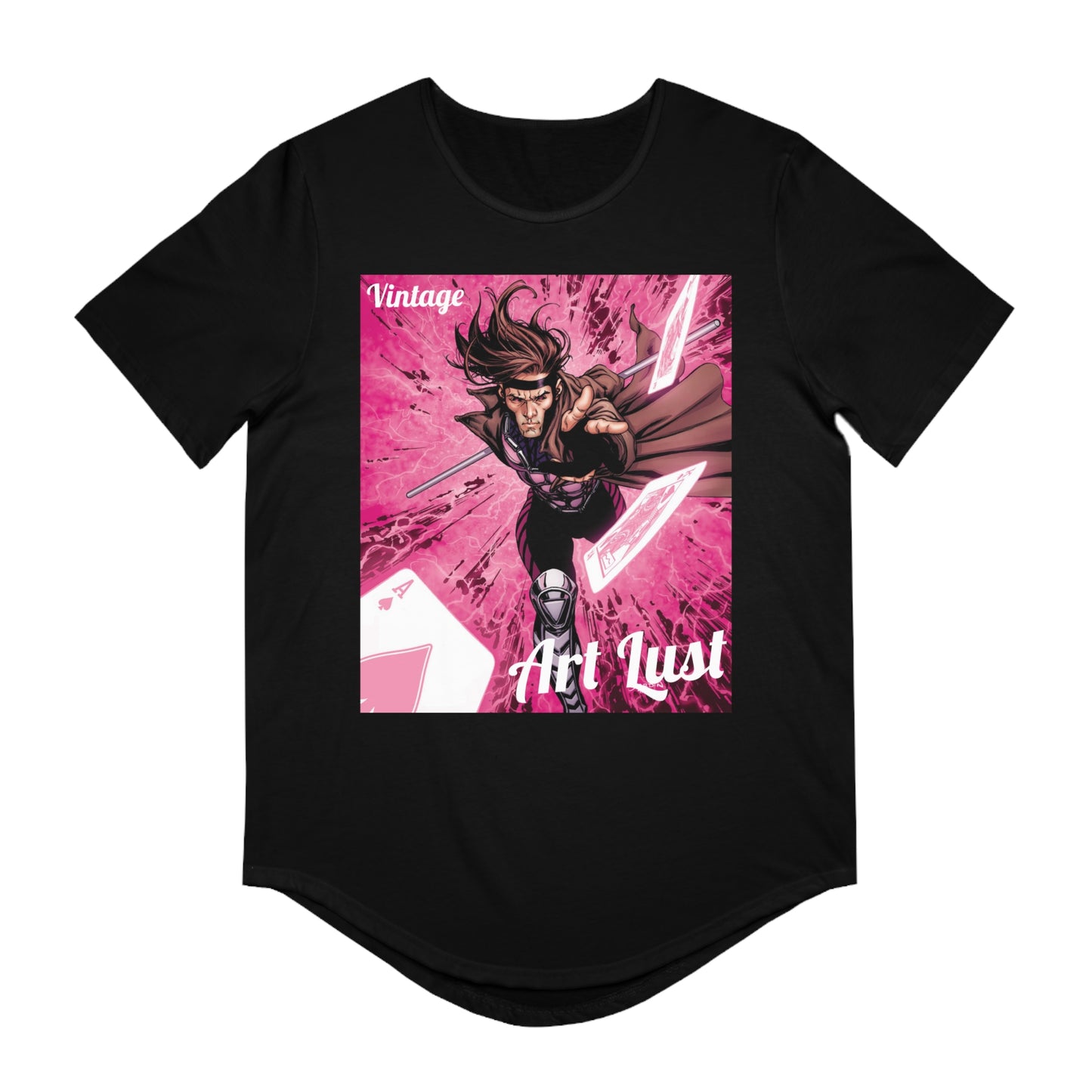 Men's Gambit Ill. Comic Art Lust Jersey Curved Hem Tee