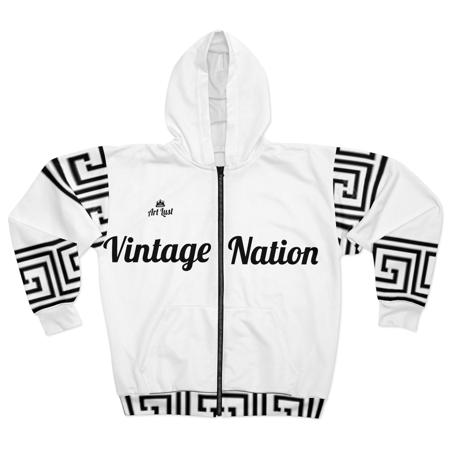 Vintage Art Lust Greek Pattern Unisex Zip Hoodie (AOP)
