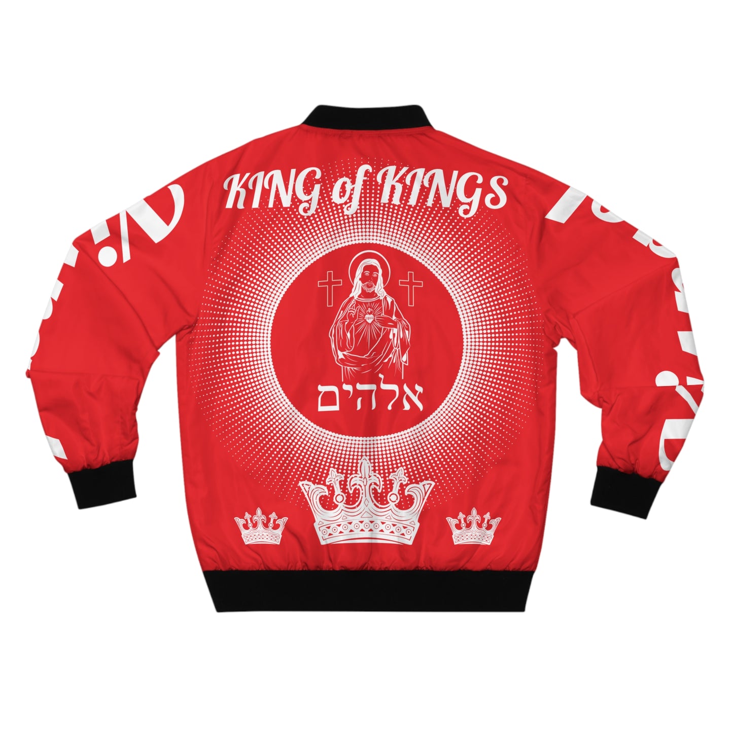 Men's White/Red KOK Bomber Jacket (AOP)