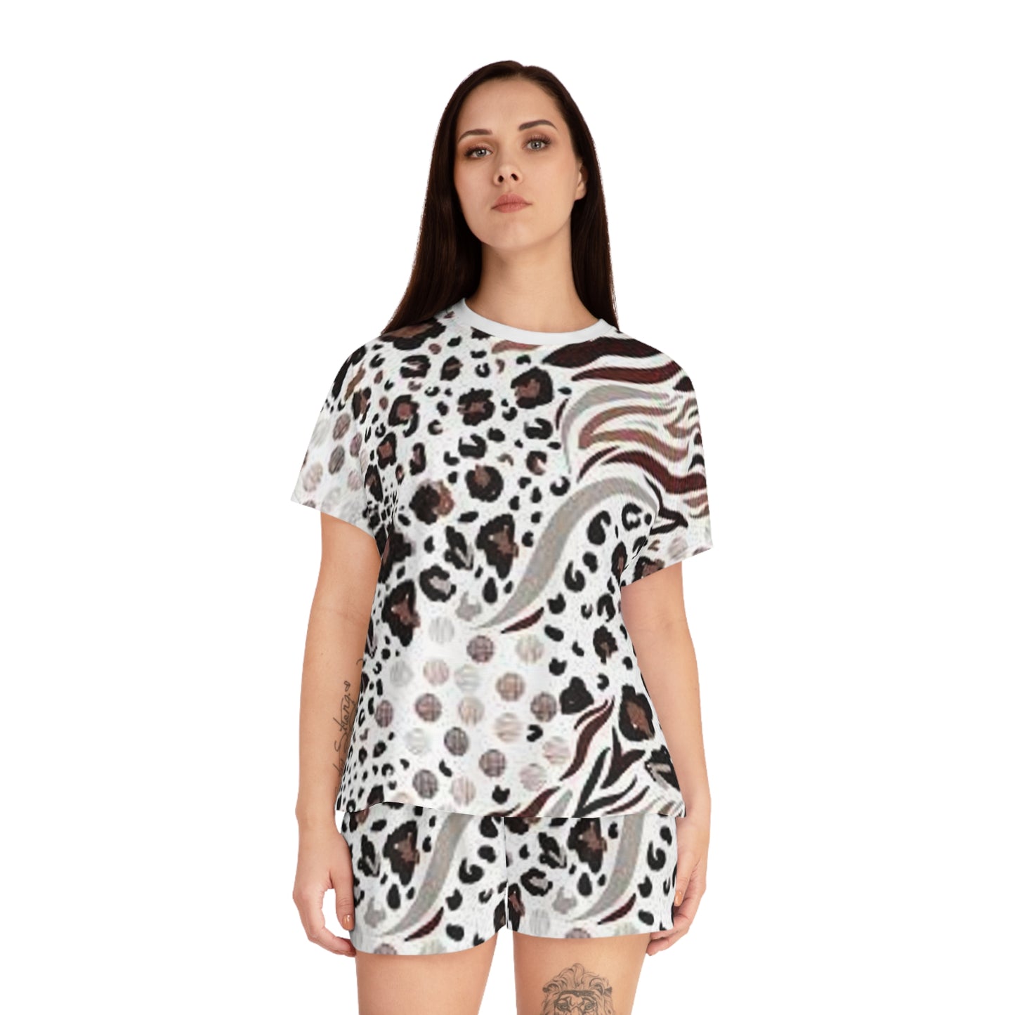 Women's Mixed Animal Print Short Pajama Set (AOP)