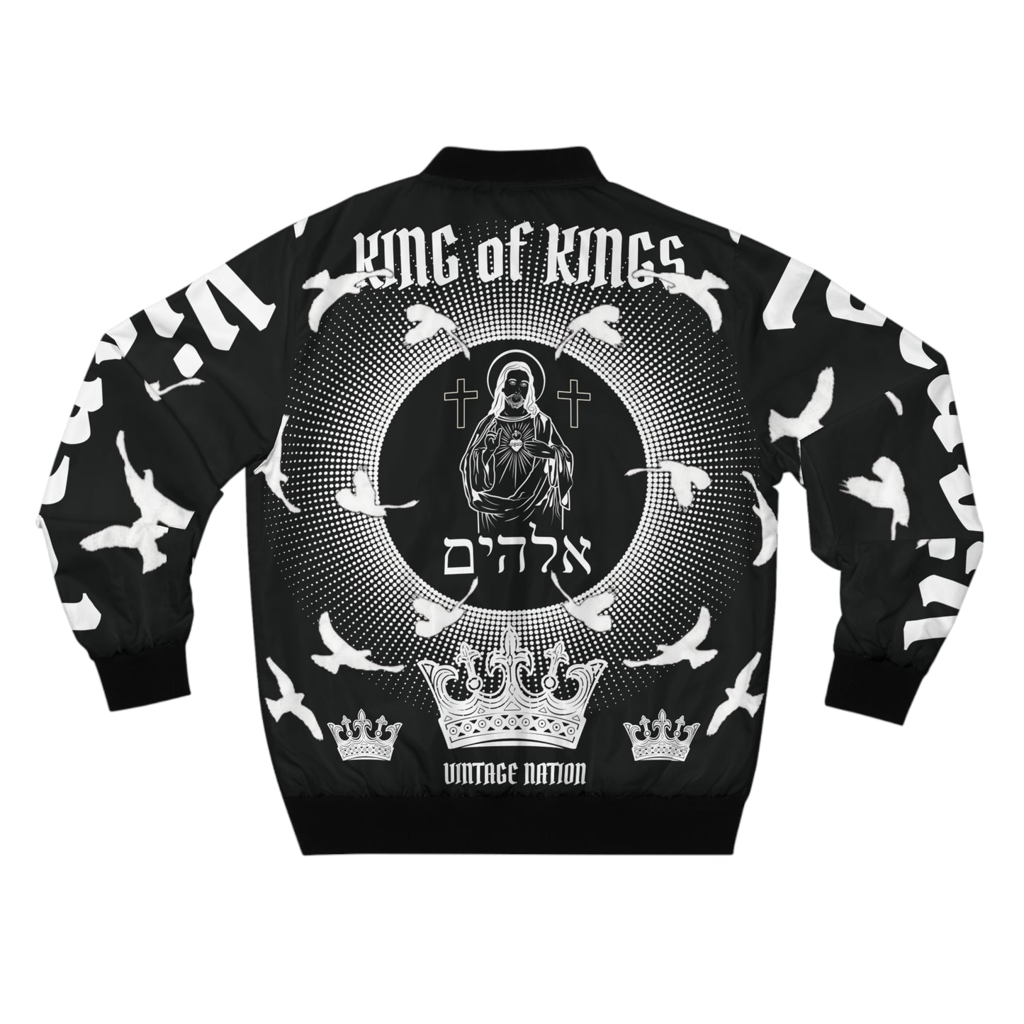 Men's White/Black K.O.K. Bomber Jacket