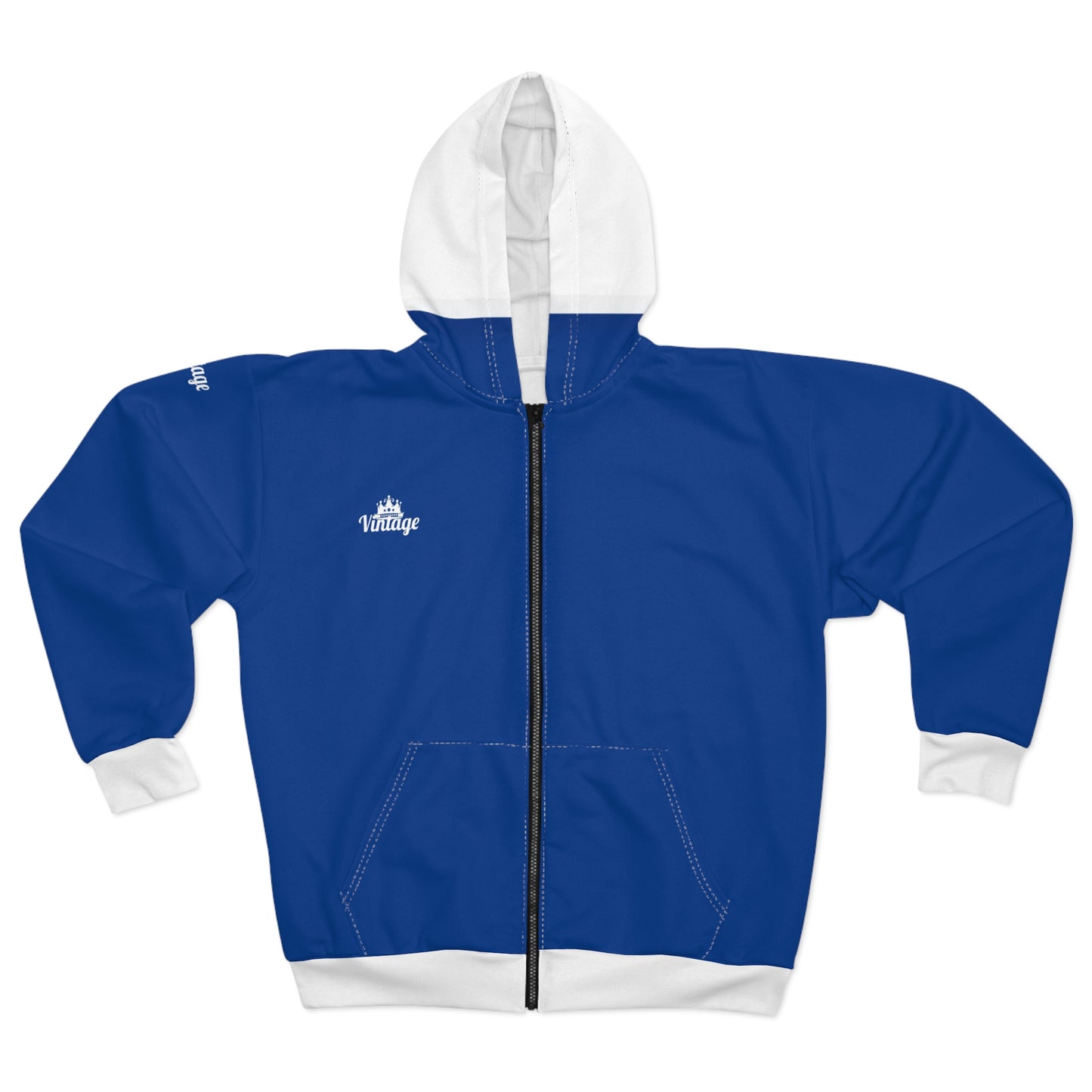 Vintage Blue/White L.O.H. Art Lust Hermes Unisex Zip Hoodie (AOP)