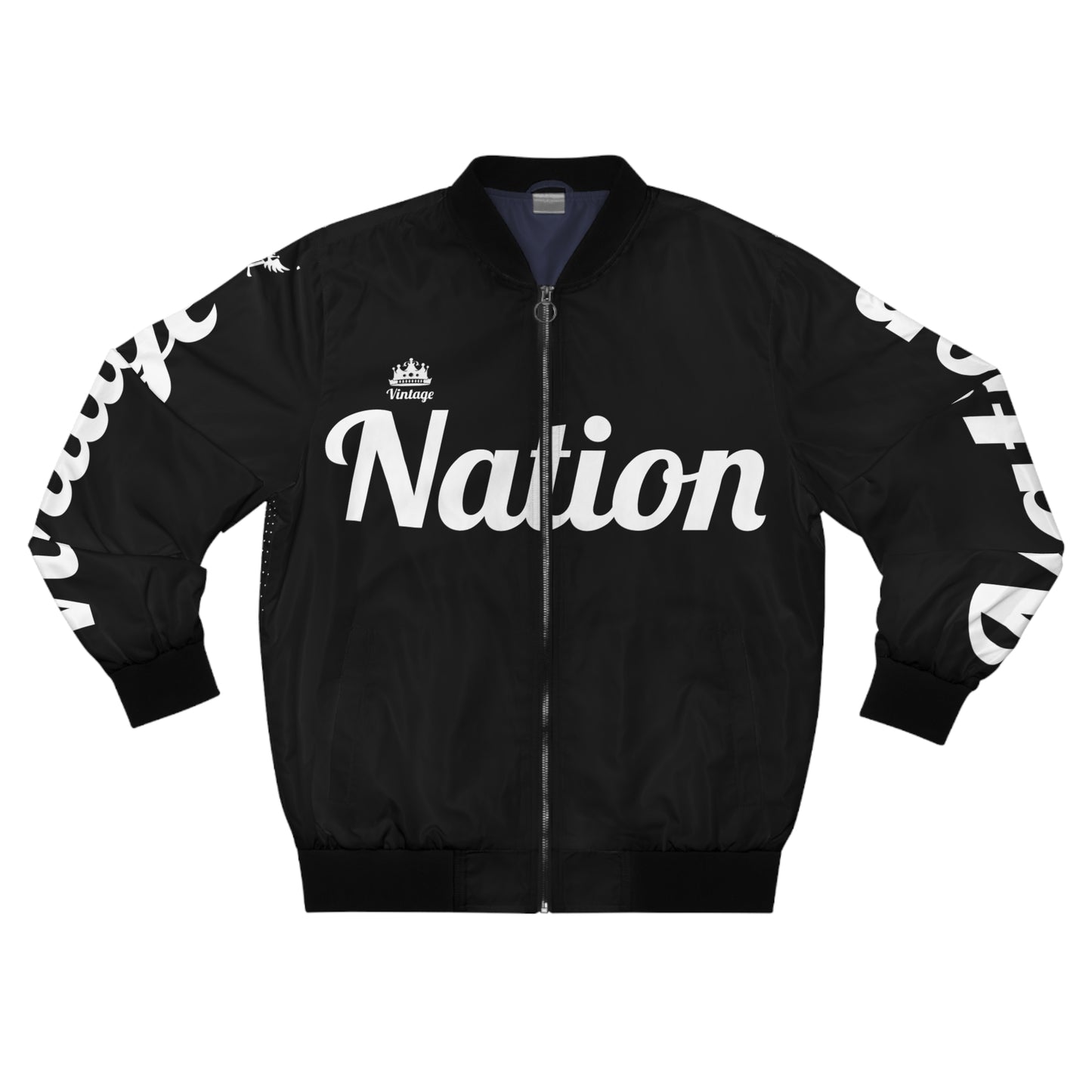 Men's Black/White Vintage Nation T.O.K. Bomber Jacket (AOP)