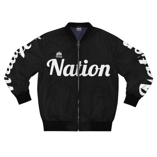 Men's Black/White Vintage Nation T.O.K. Bomber Jacket (AOP)