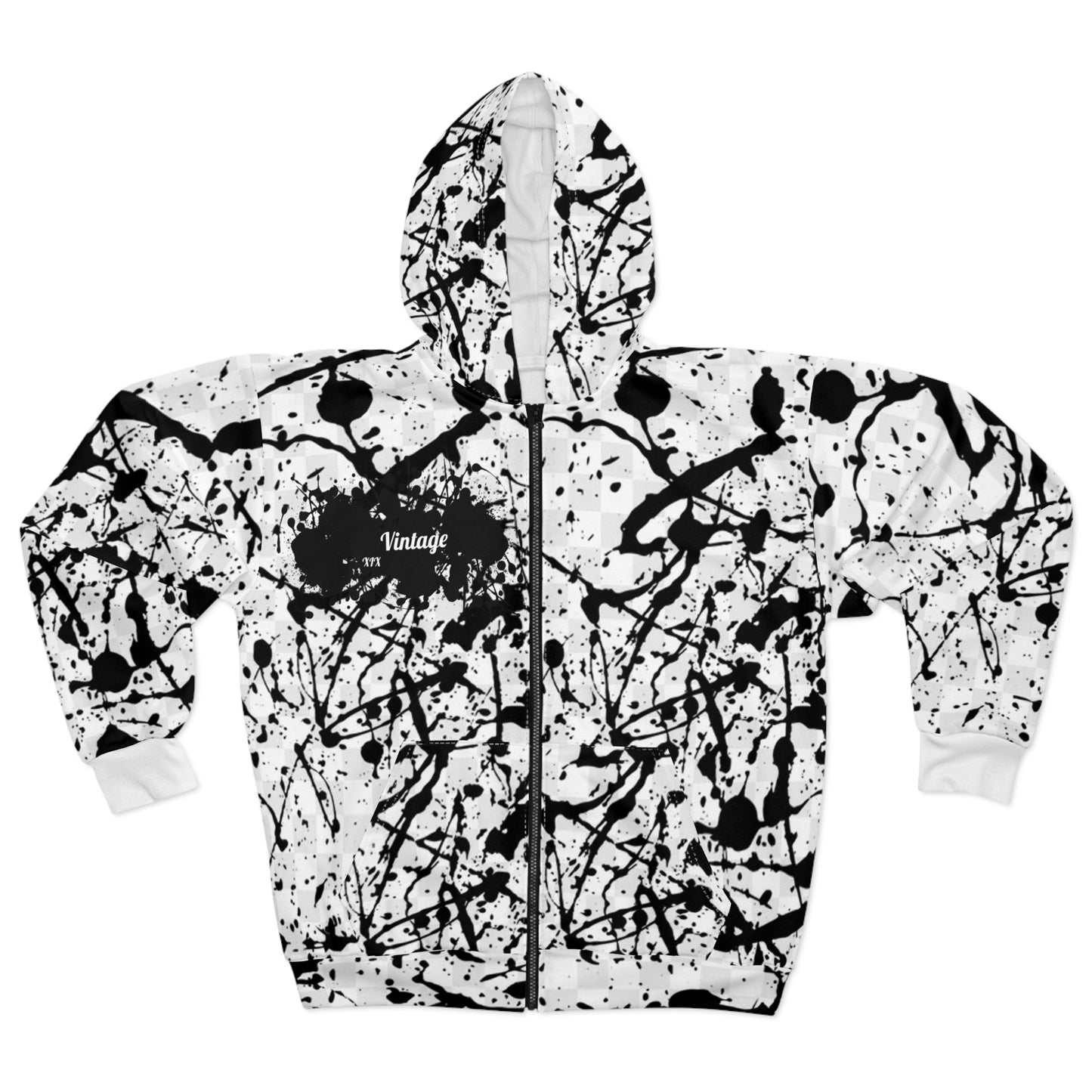AOP Vintage Exotic Abstract Zip Hoodie