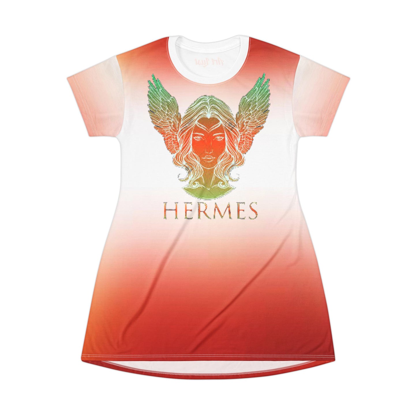 Orange Gradient Vintage Leauge of Heirs Art Lust T-Shirt Dress (AOP)
