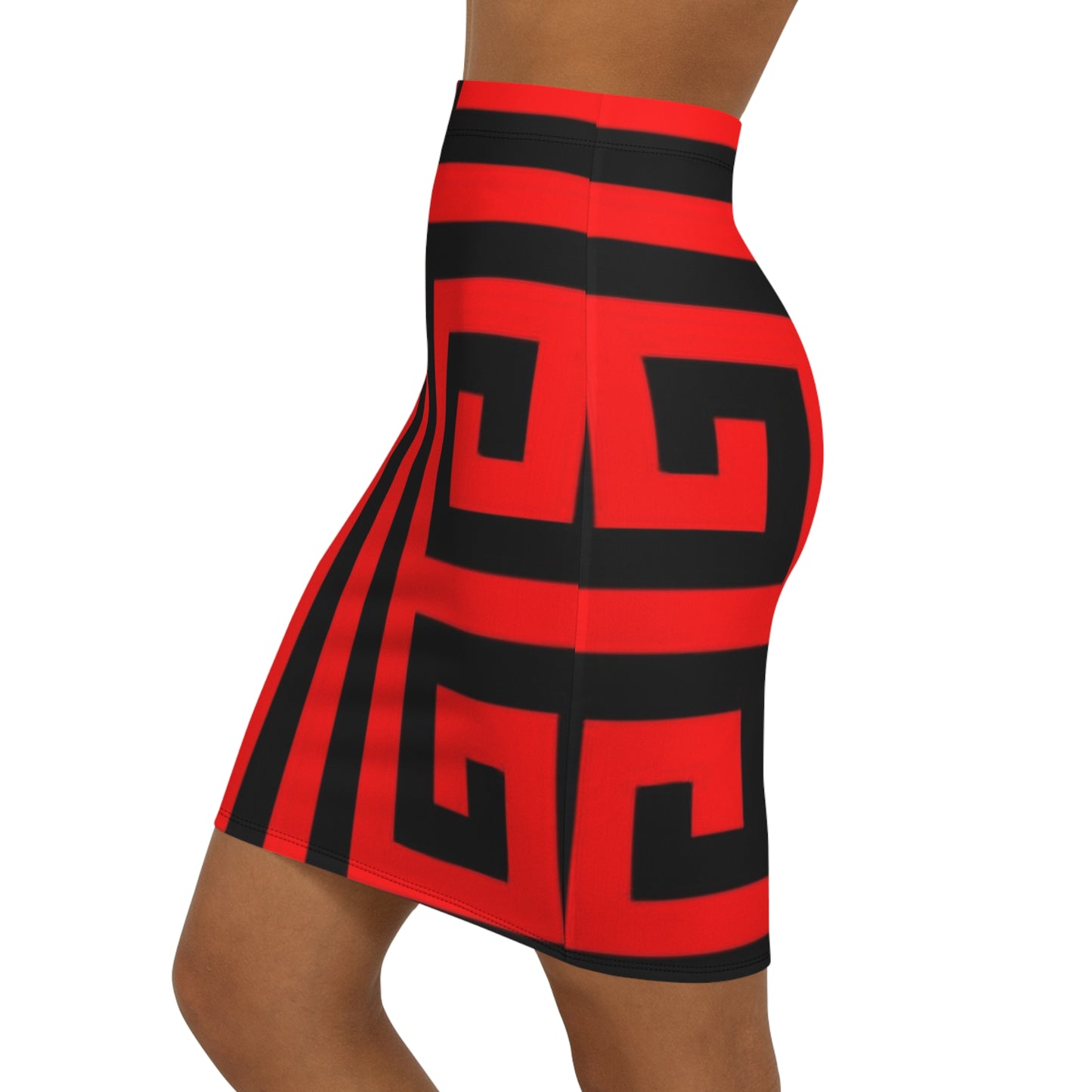 Women's Black on Red Vintage Art Lust Mini Skirt (AOP)