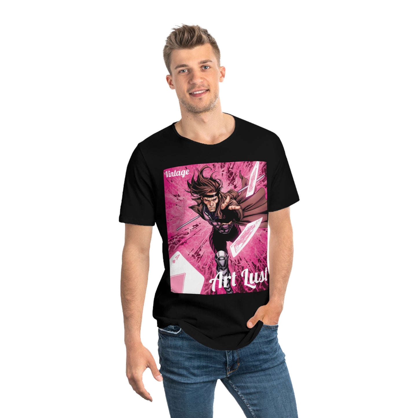 Men's Gambit Ill. Comic Art Lust Jersey Curved Hem Tee