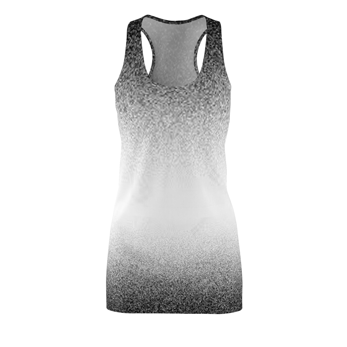 Women's Black/White Gradient Cut & Sew Racerback Dress (AOP)