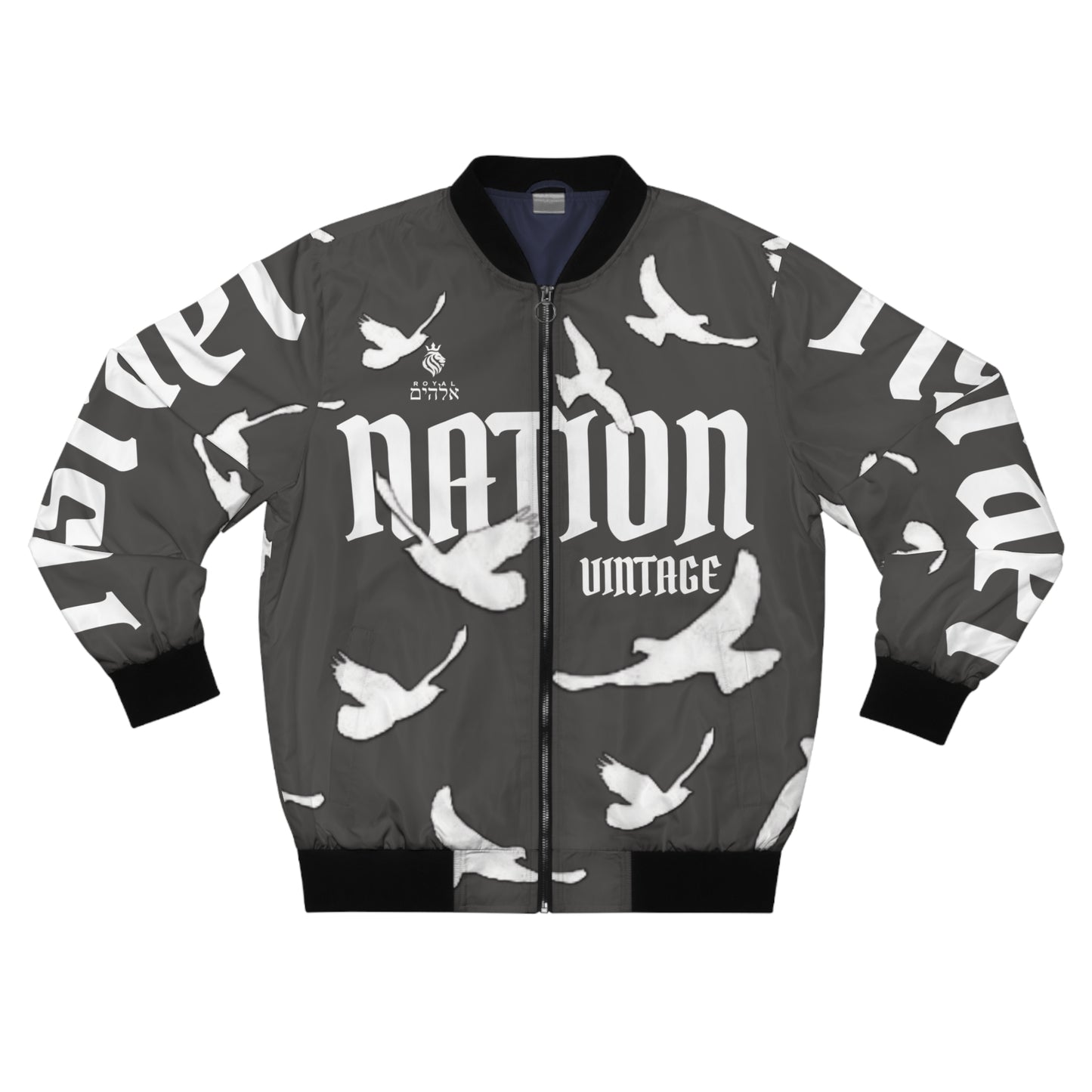 Men's Dark Grey/White K.O.K. Bomber Jacket