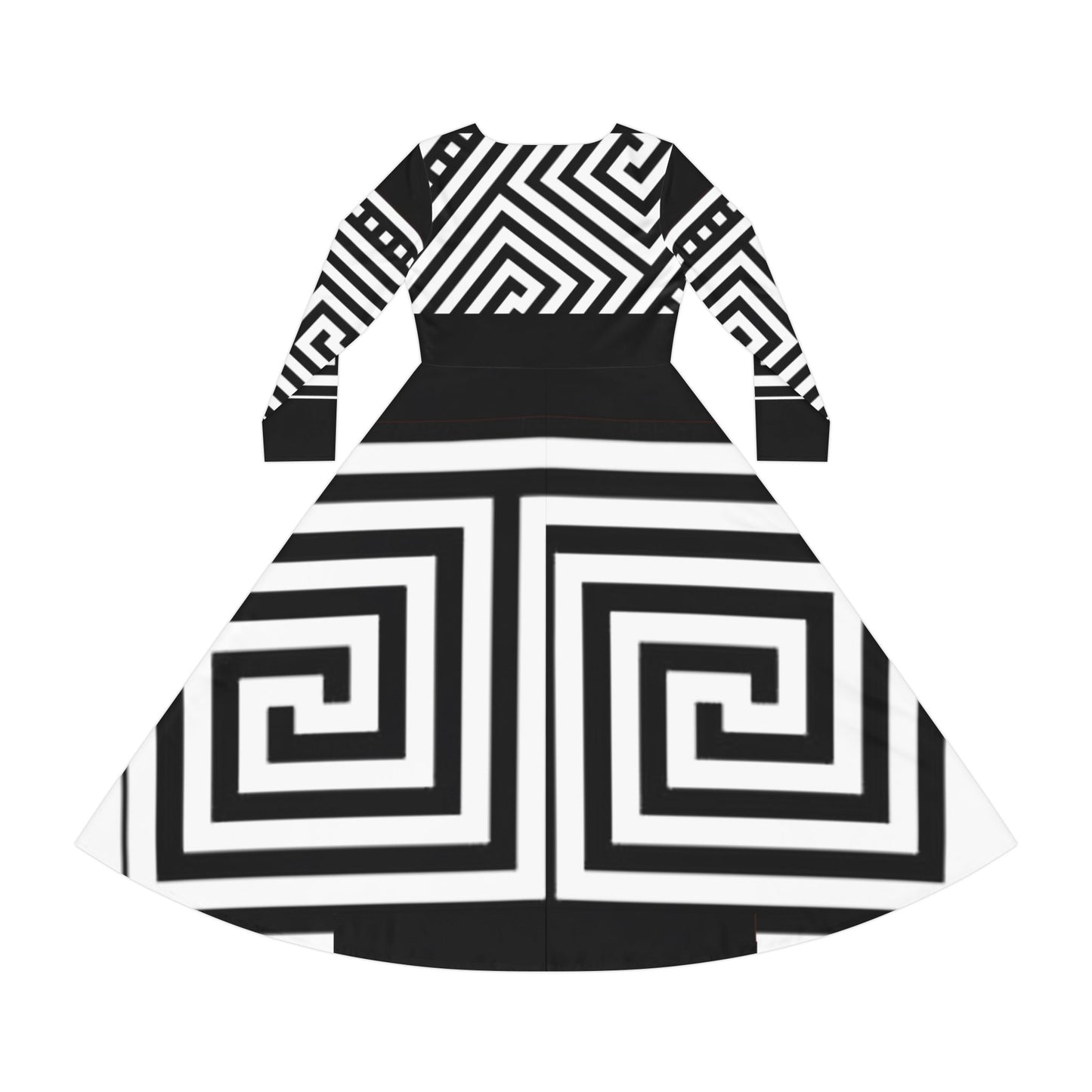 Women's Black on White Greek Pattern Art Lust Dance Dress (AOP)