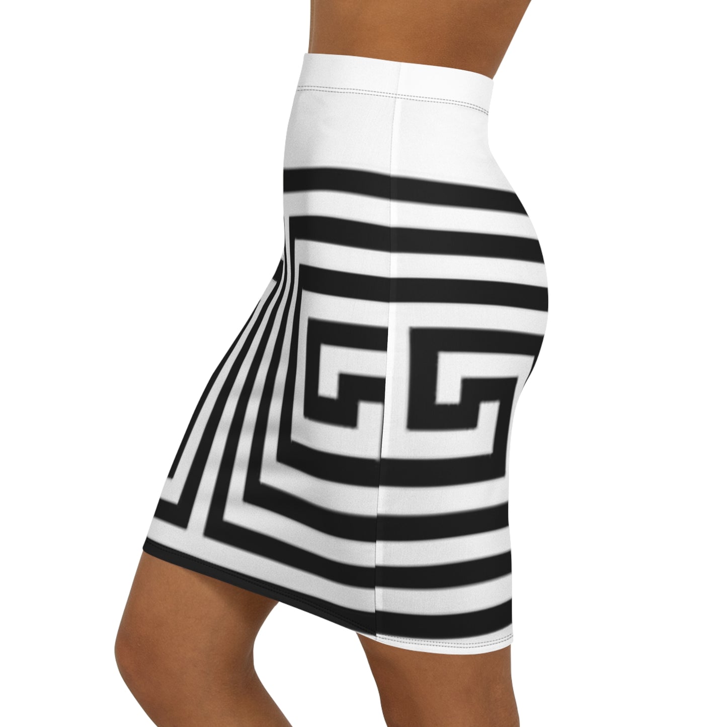 Women's Black/White Vintage Art Lust Mini Skirt (AOP)