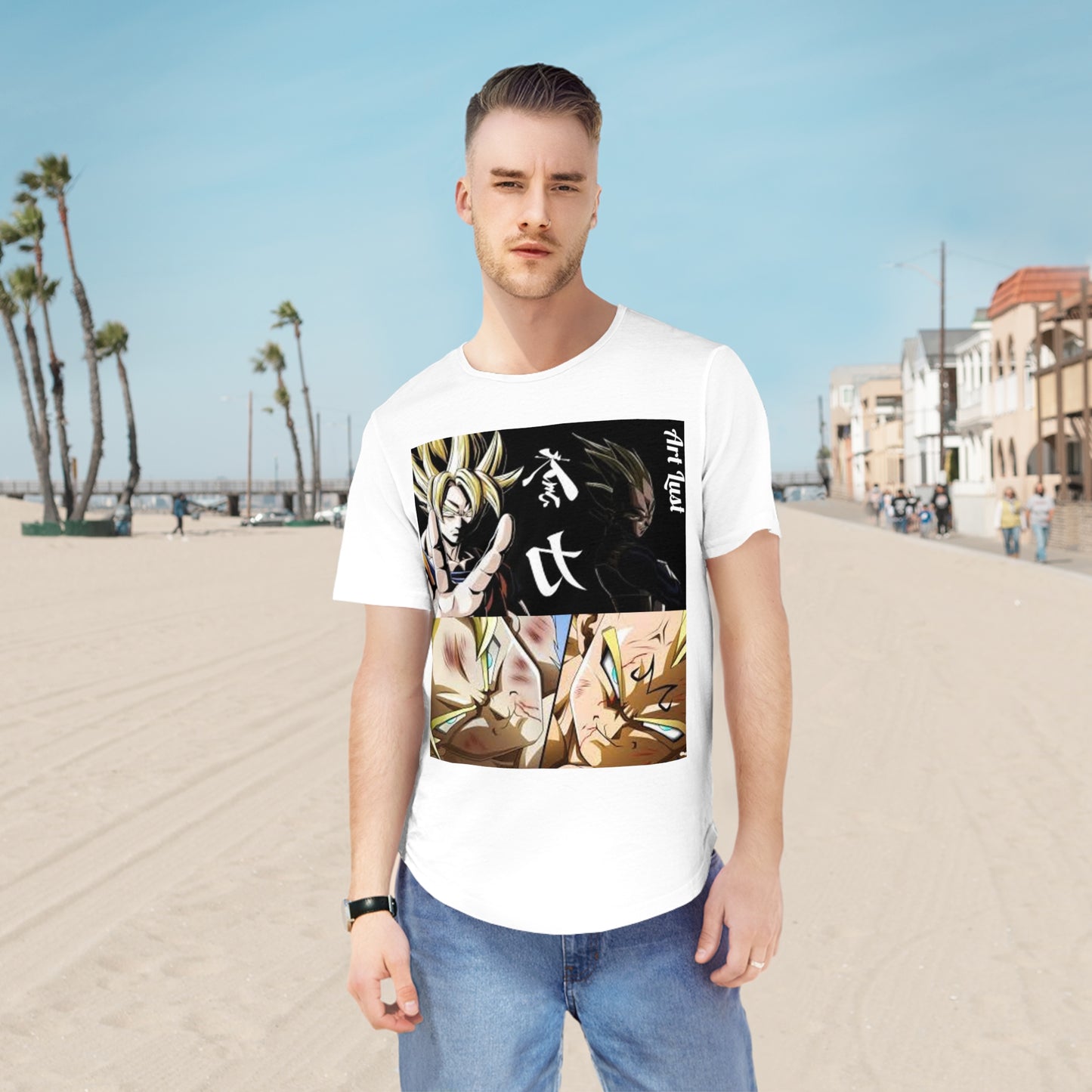 Men's Vintage Saiyan Fury Art Lust Jersey Curved Hem Tee