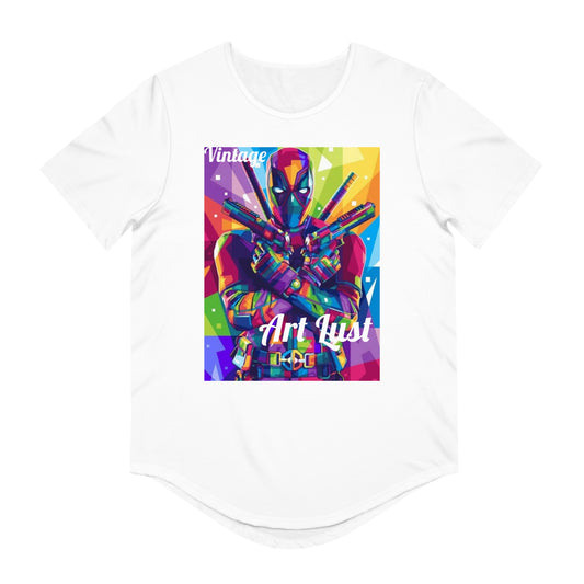 Men's Vintage Deadpool Art Lust Jersey Curved Hem Tee
