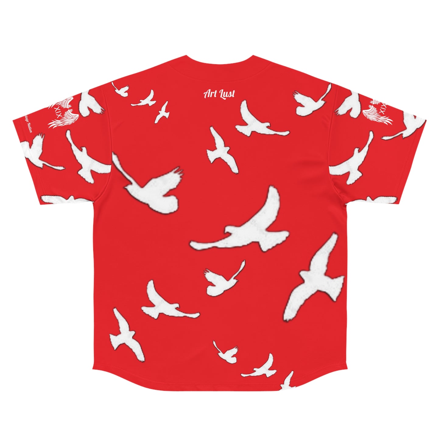 Men's Red/White Vintage Art Lust Dove's Above Baseball Jersey