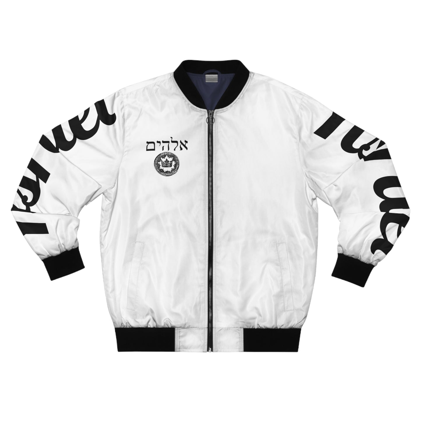Men's White/Black King of King's Bomber Jacket (AOP)