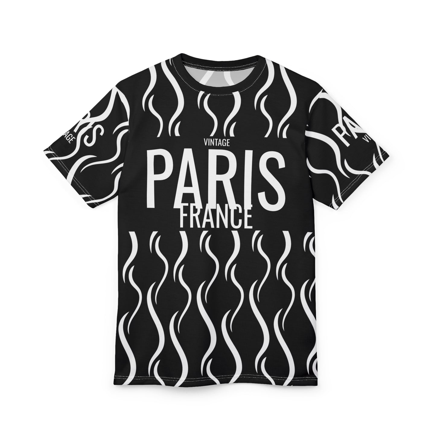 Limited Vintage Paris Black AOP Cut & Sew Tee