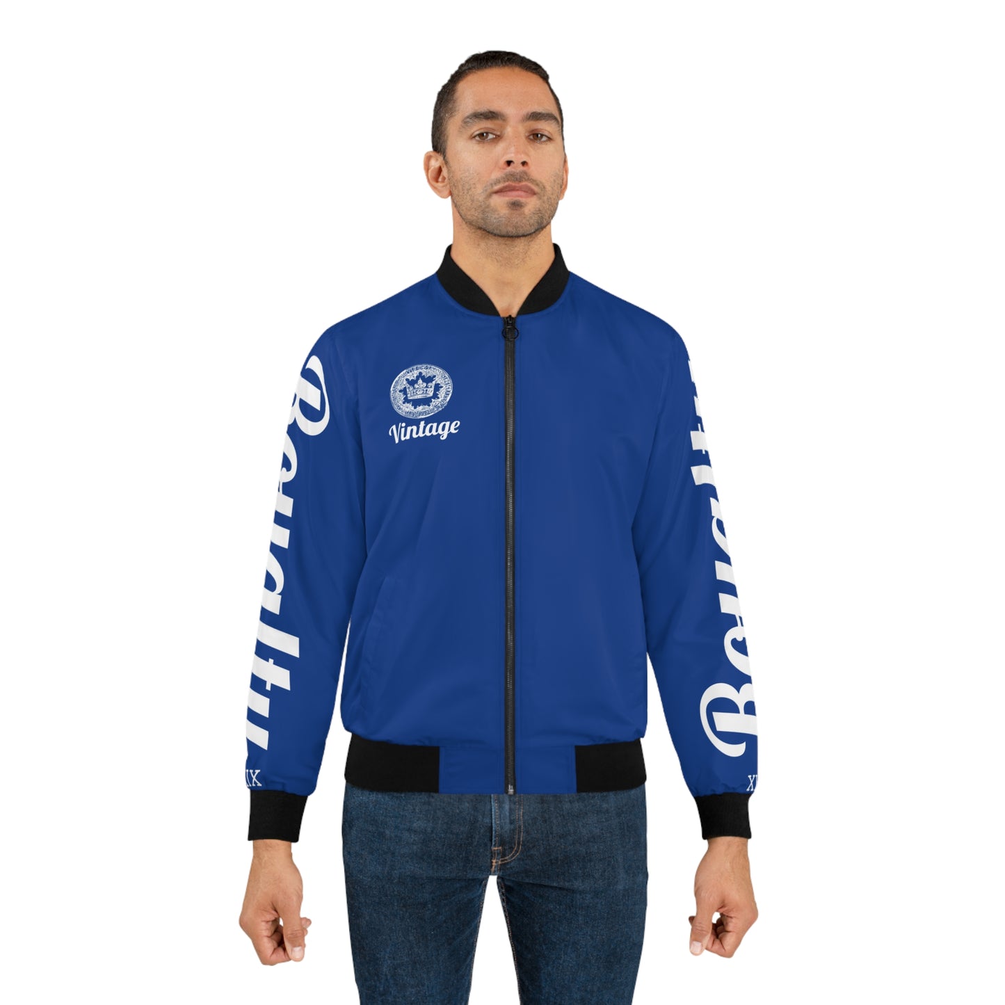 Men's Vintage LLTK AOP Blue Bomber Jacket