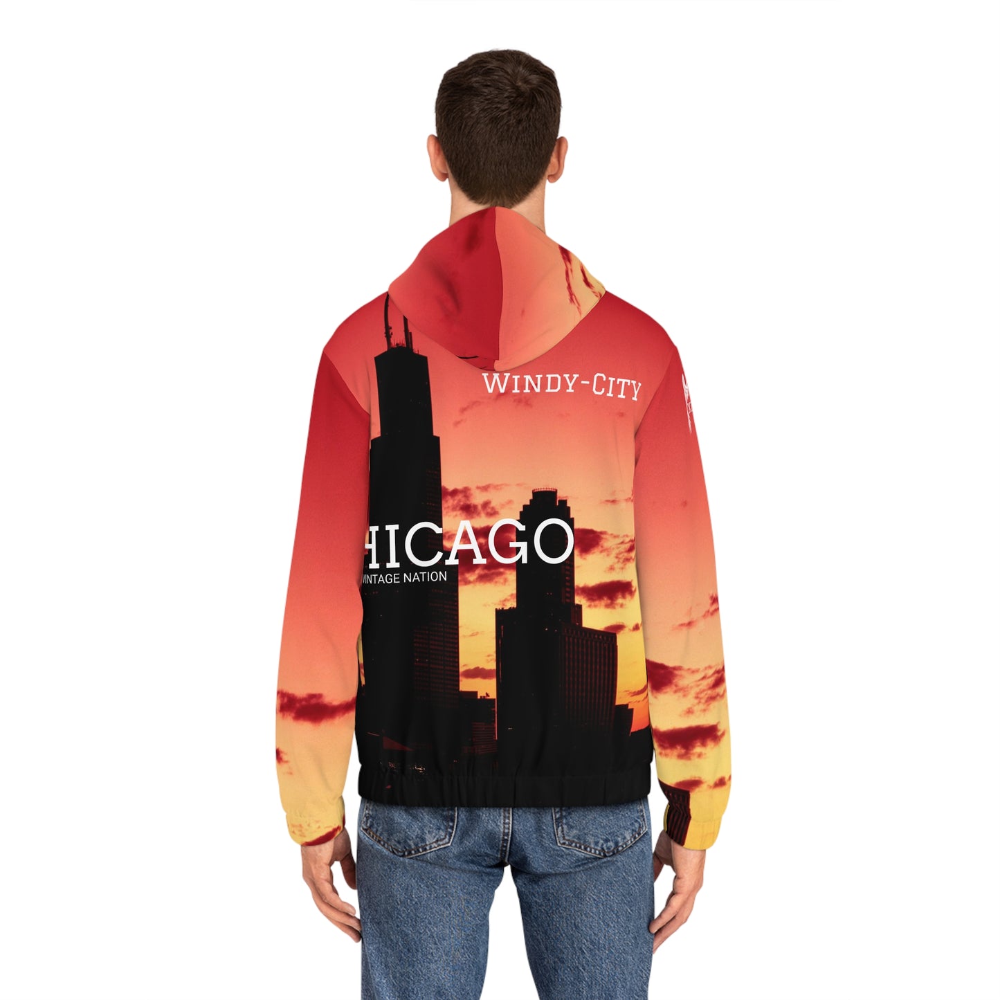 Men's Vintage Chicago Full-Zip Hoodie (AOP)