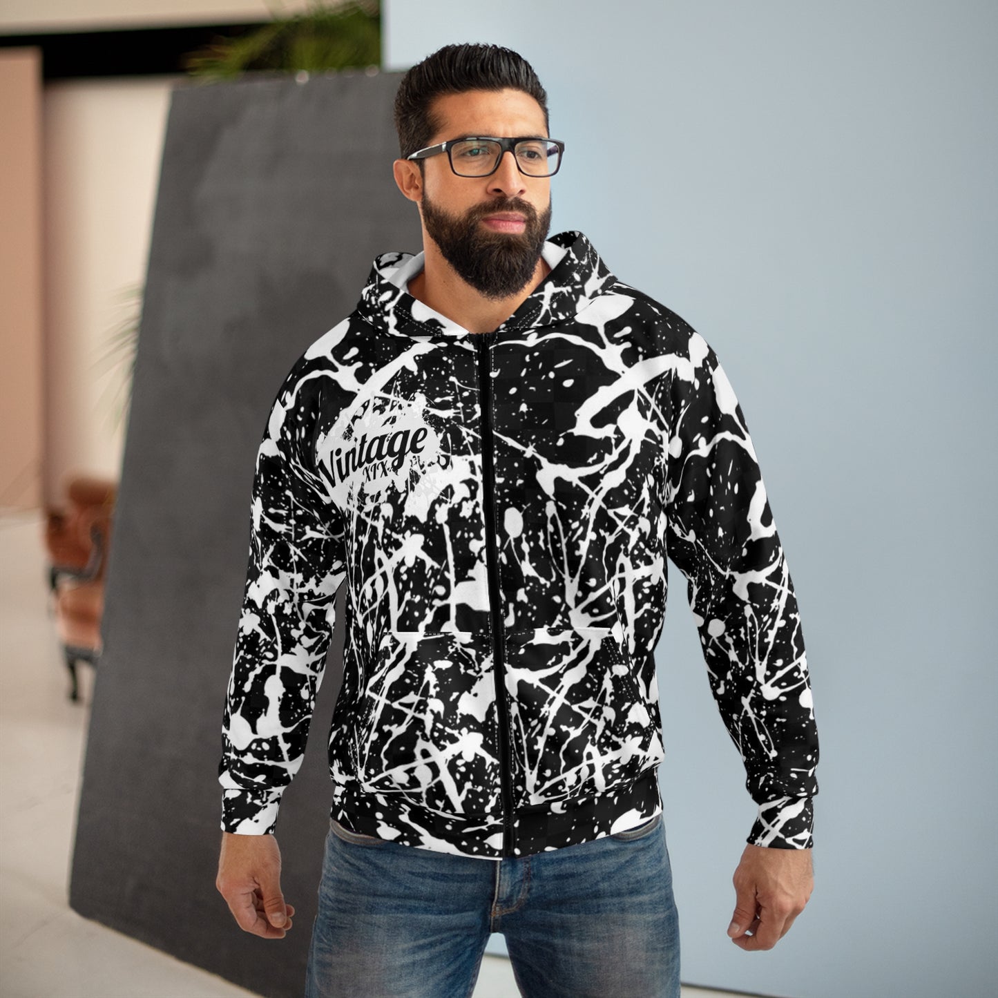 Vintage Exotic Abstract Zip Hoodie