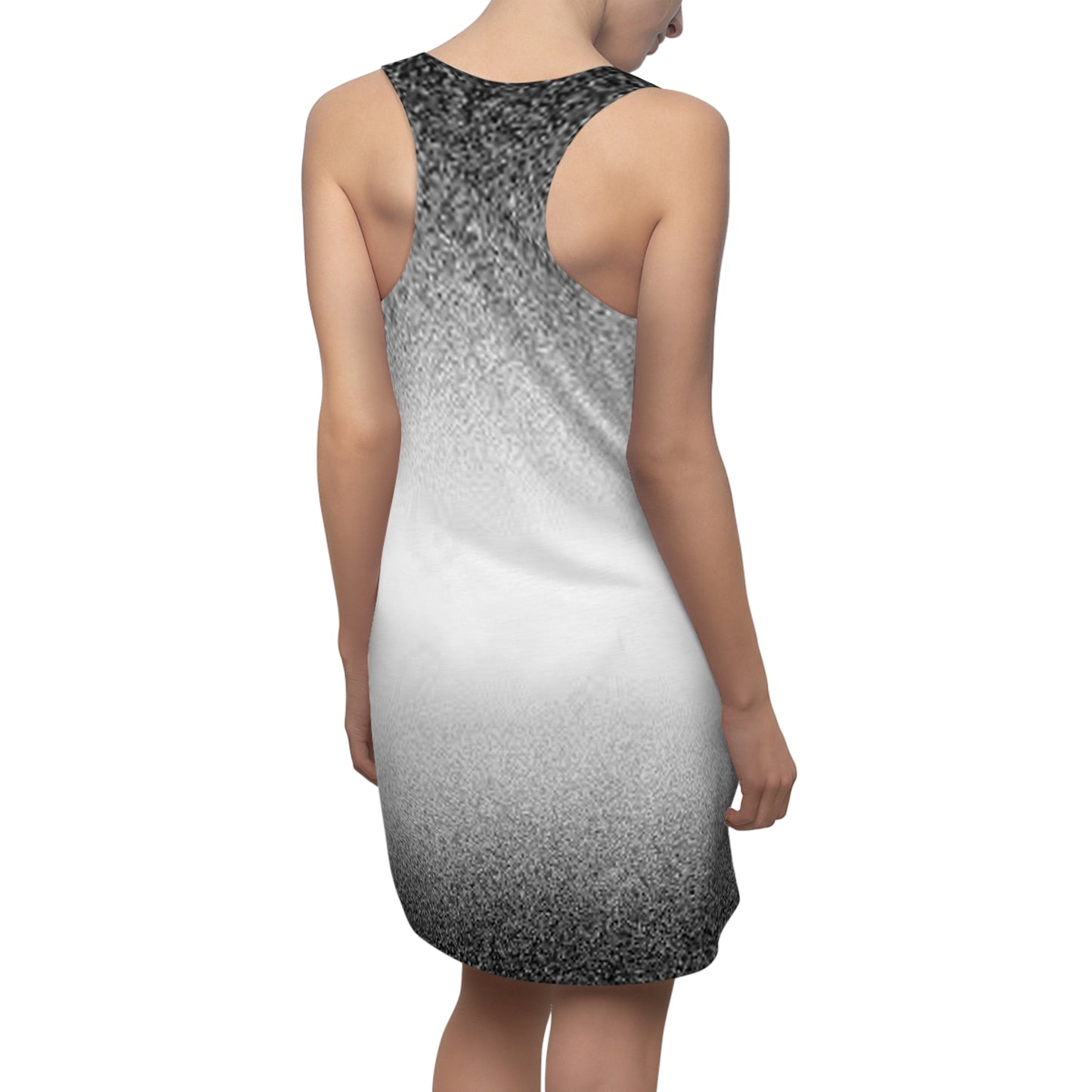 Women's Black/White Gradient Cut & Sew Racerback Dress (AOP)