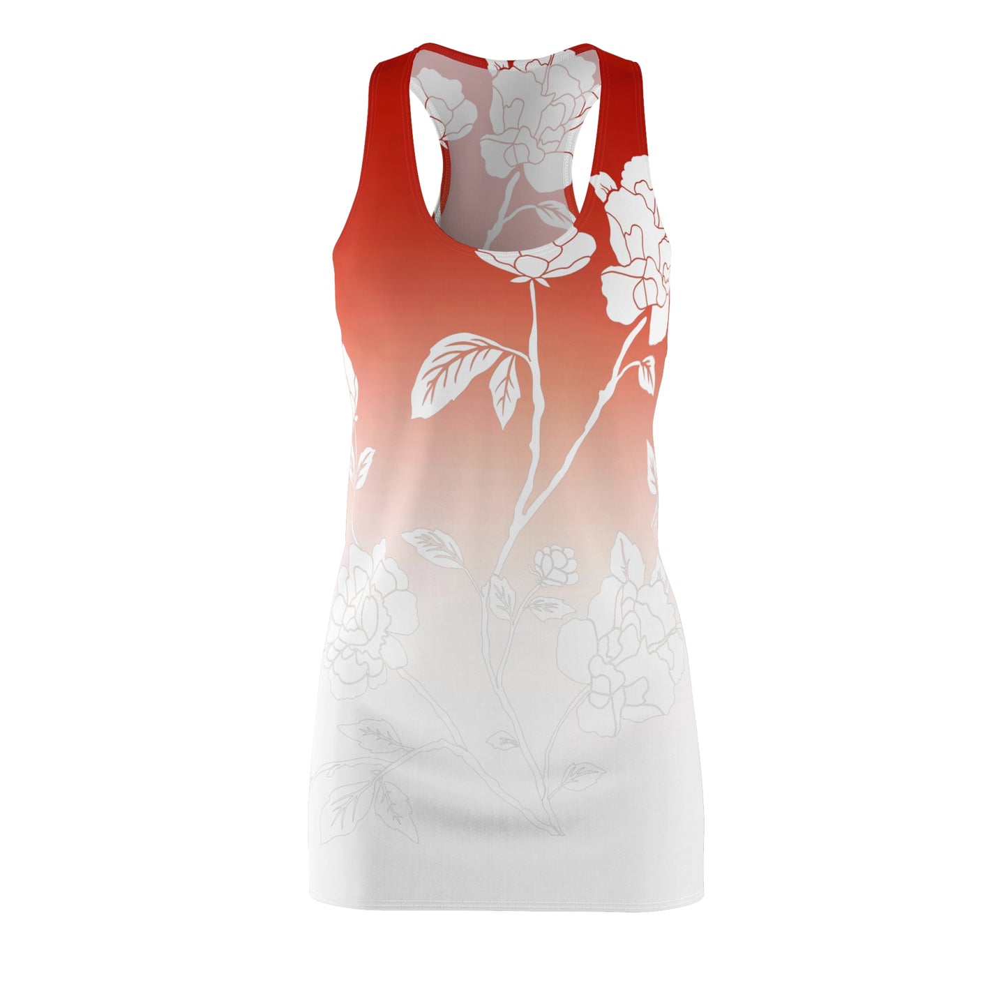 Women's Floral Red Gradient Cut & Sew Racerback Dress (AOP)