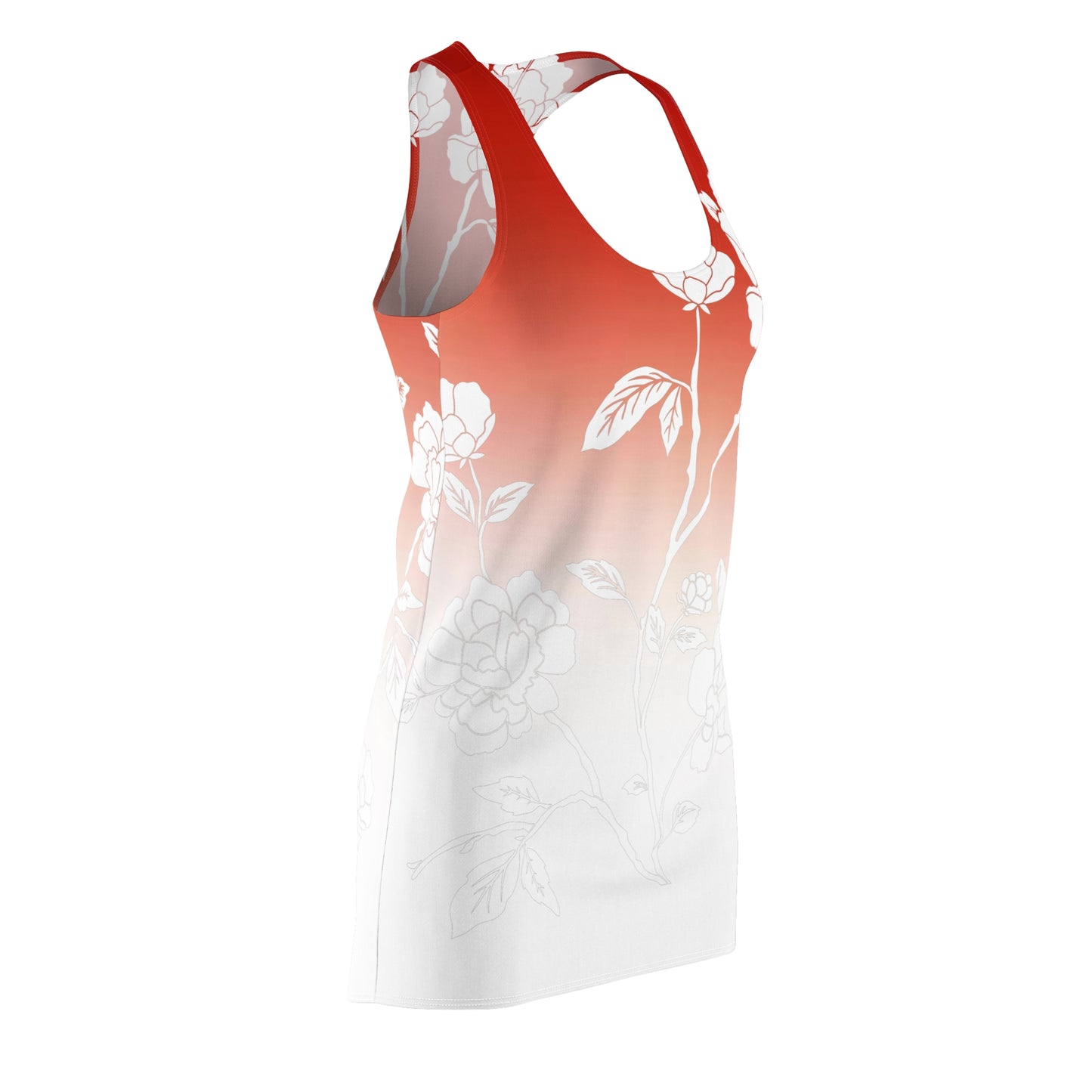 Women's Floral Red Gradient Cut & Sew Racerback Dress (AOP)