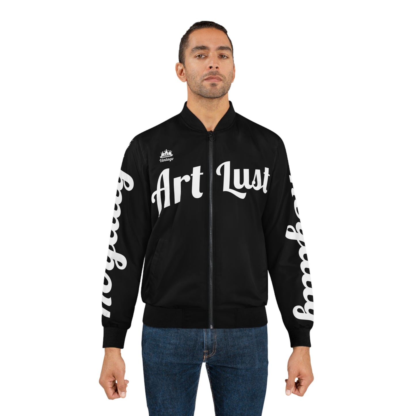 Men's Black/White T.O.K. Bomber Jacket (AOP)