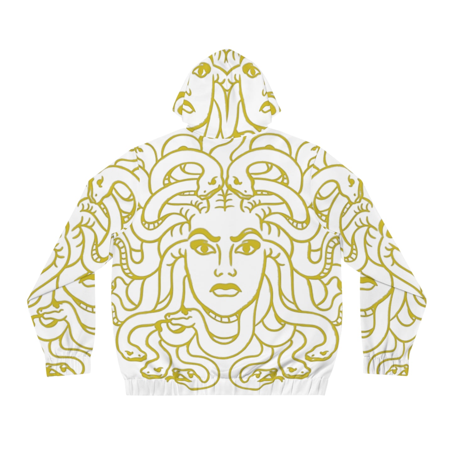 Men's Gold White Madusa Full-Zip Hoodie (AOP)