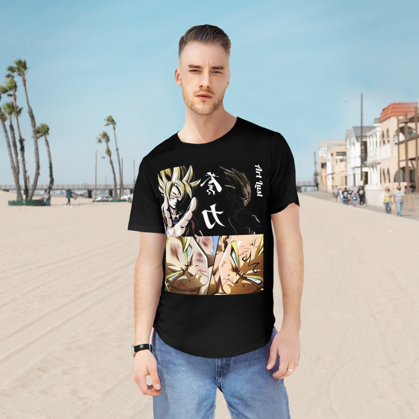 Men's Vintage Saiyan Fury Art Lust Jersey Curved Hem Tee