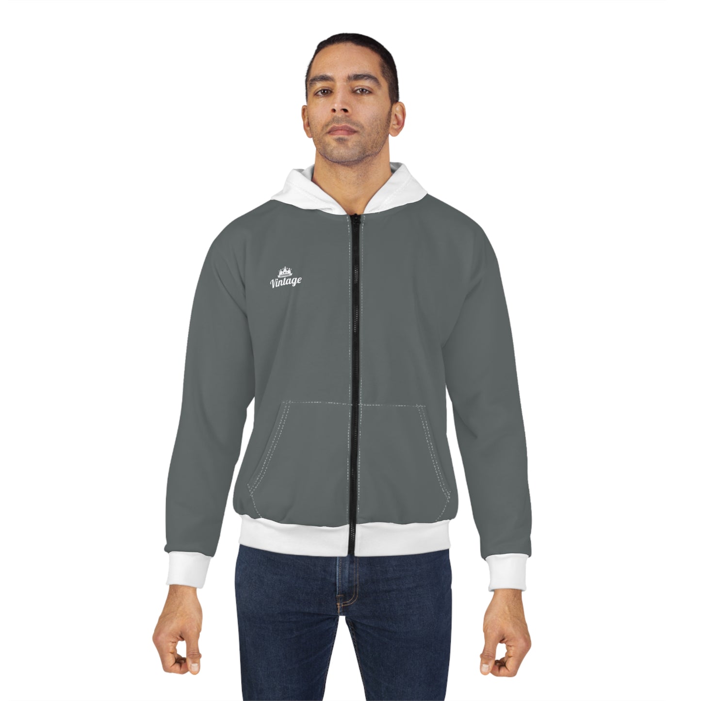 Grey Freecss Art Lust Zip Hoodie (AOP)