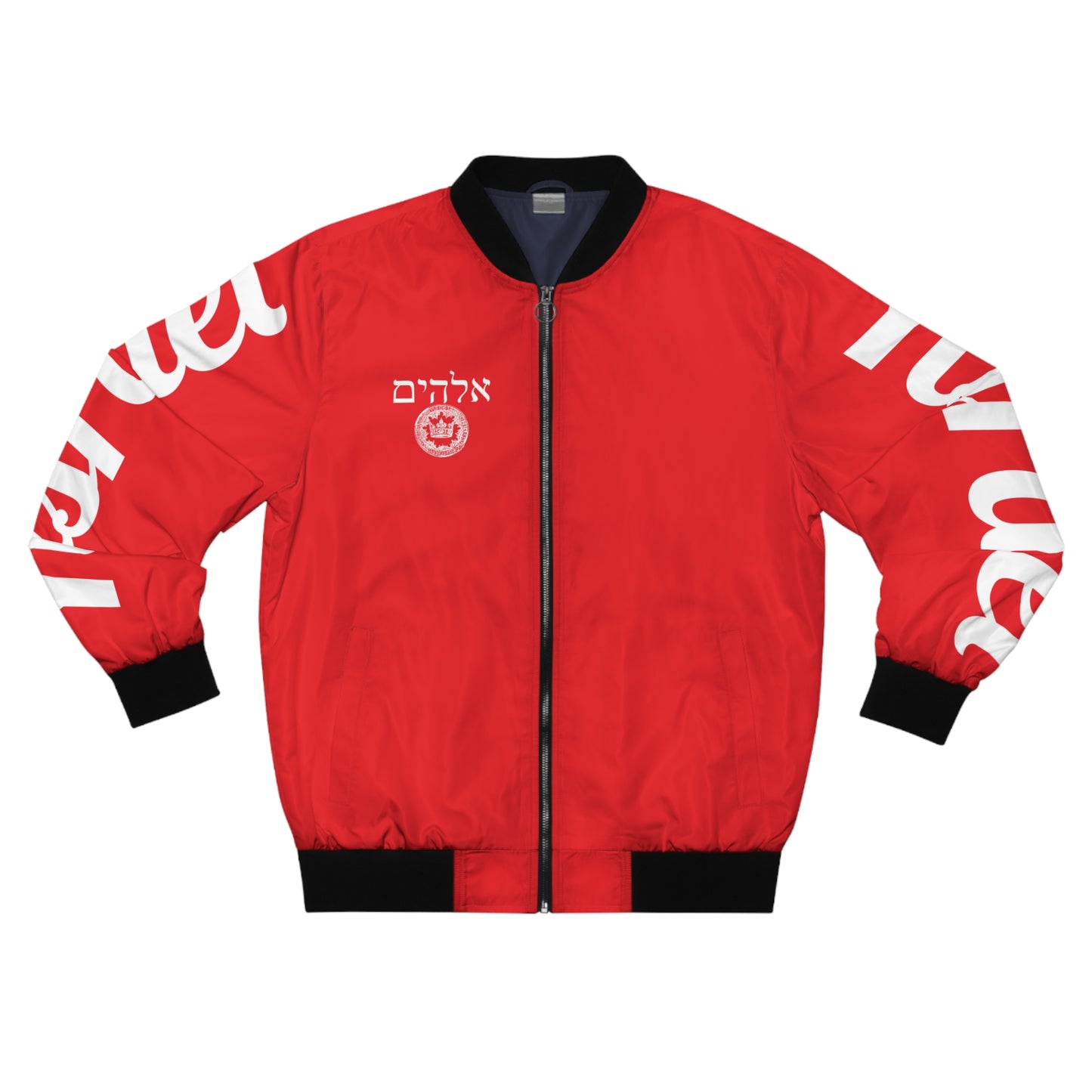 Men's White/Red KOK Bomber Jacket (AOP)