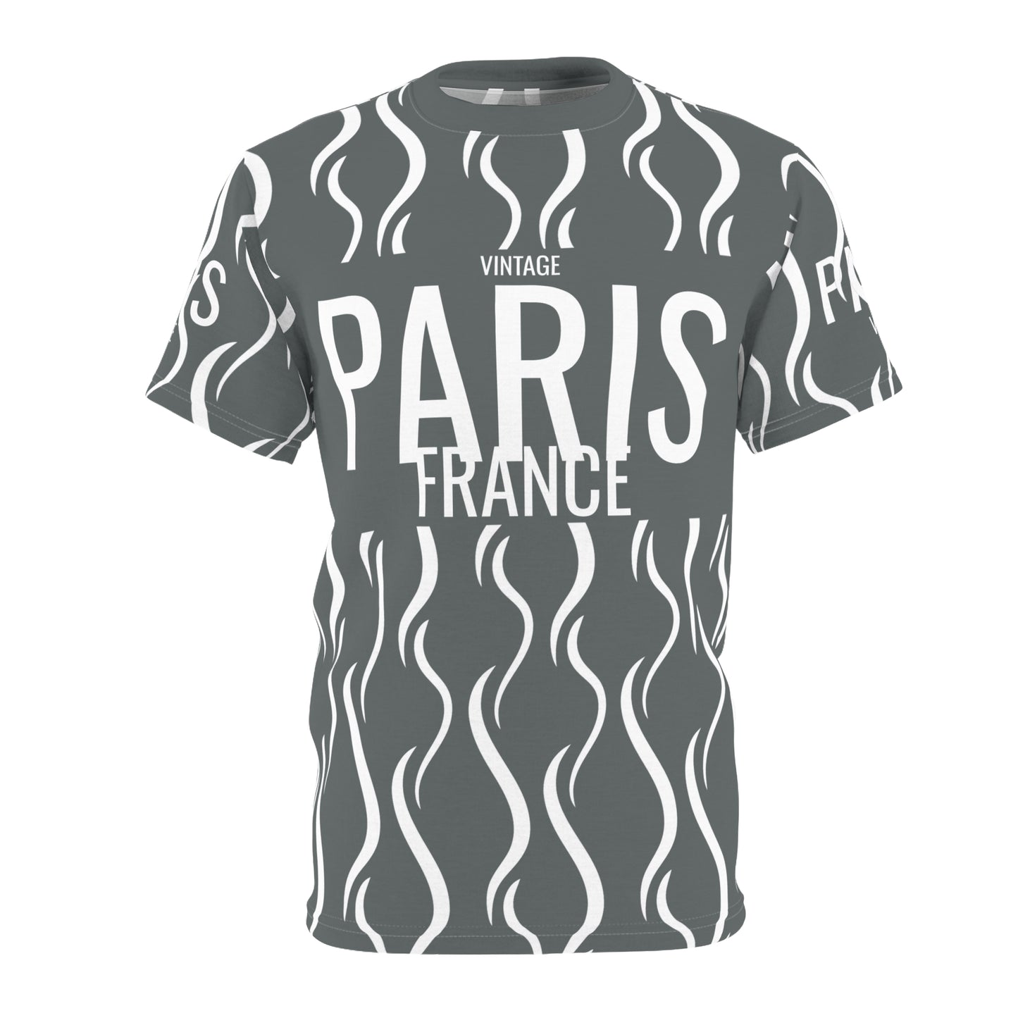 Limited Vintage Paris Grey/White AOP Cut & Sew Tee