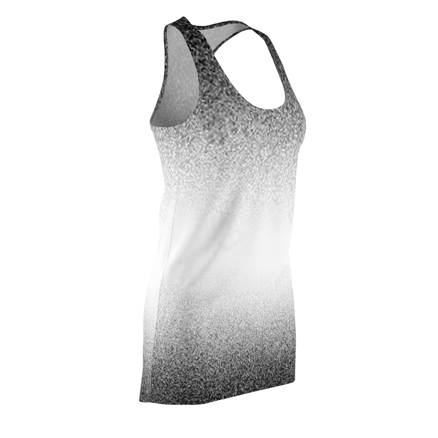 Women's Black/White Gradient Cut & Sew Racerback Dress (AOP)