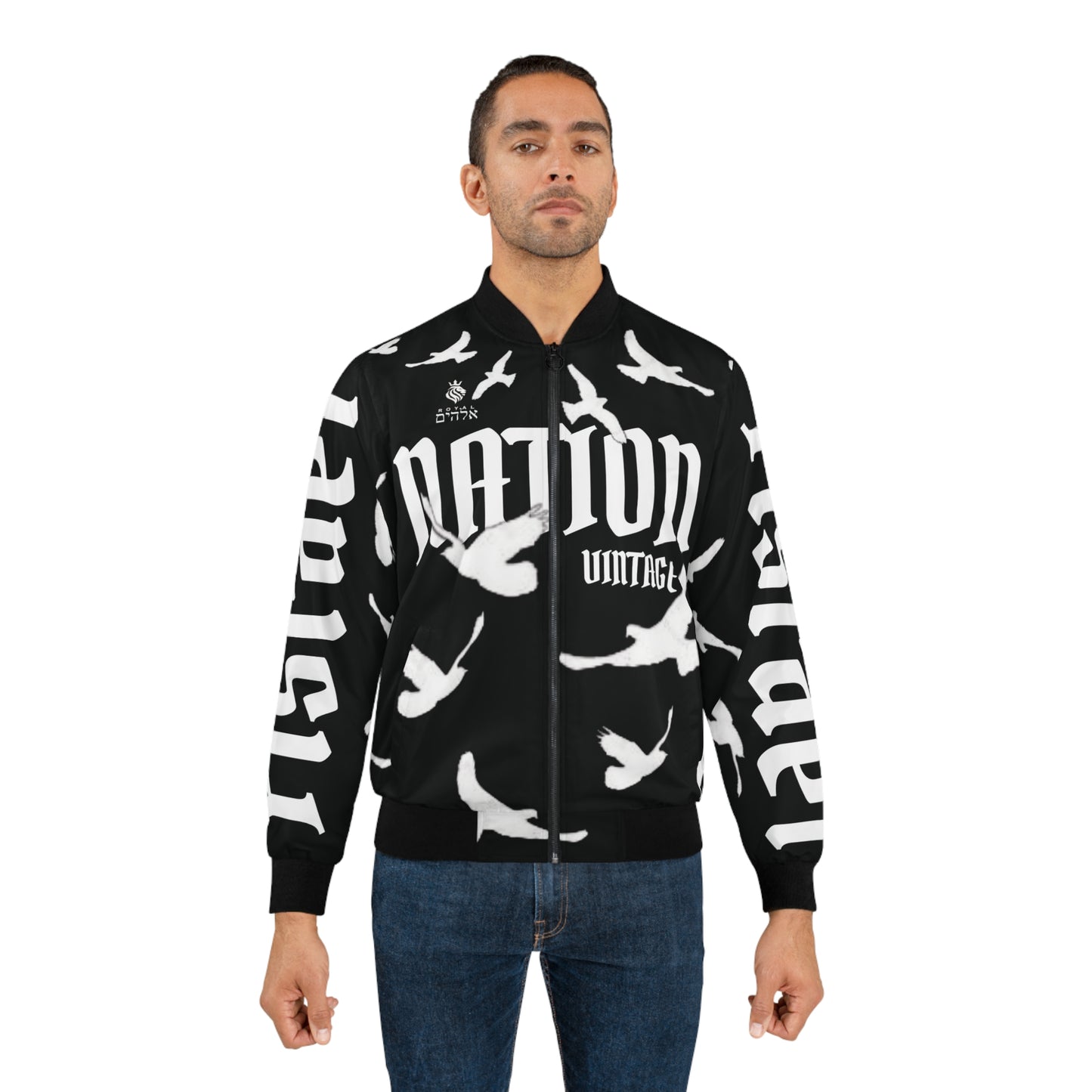Men's White/Black K.O.K. Bomber Jacket