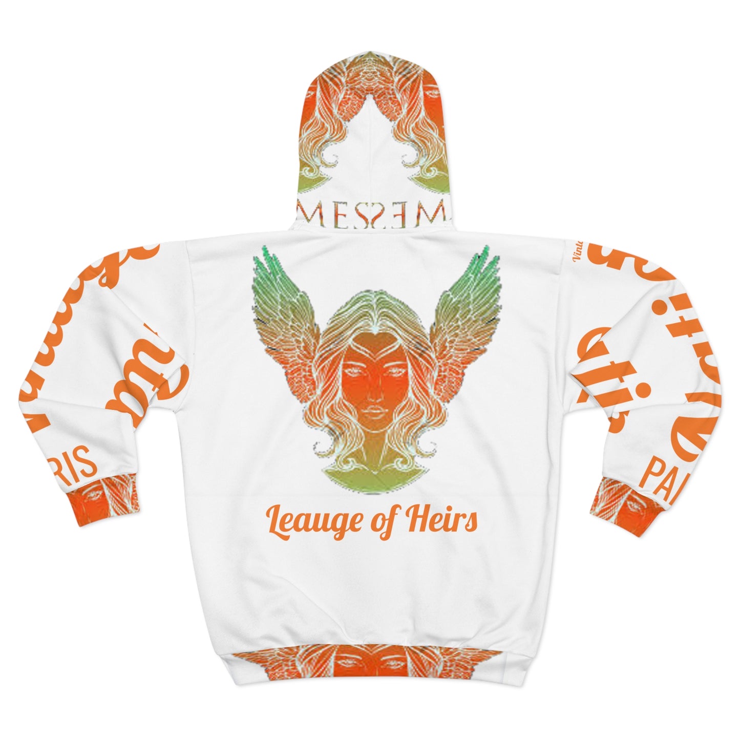 Vintage Nation Orange L.O.H. Art Lust Hermes Unisex Zip Hoodie (AOP)