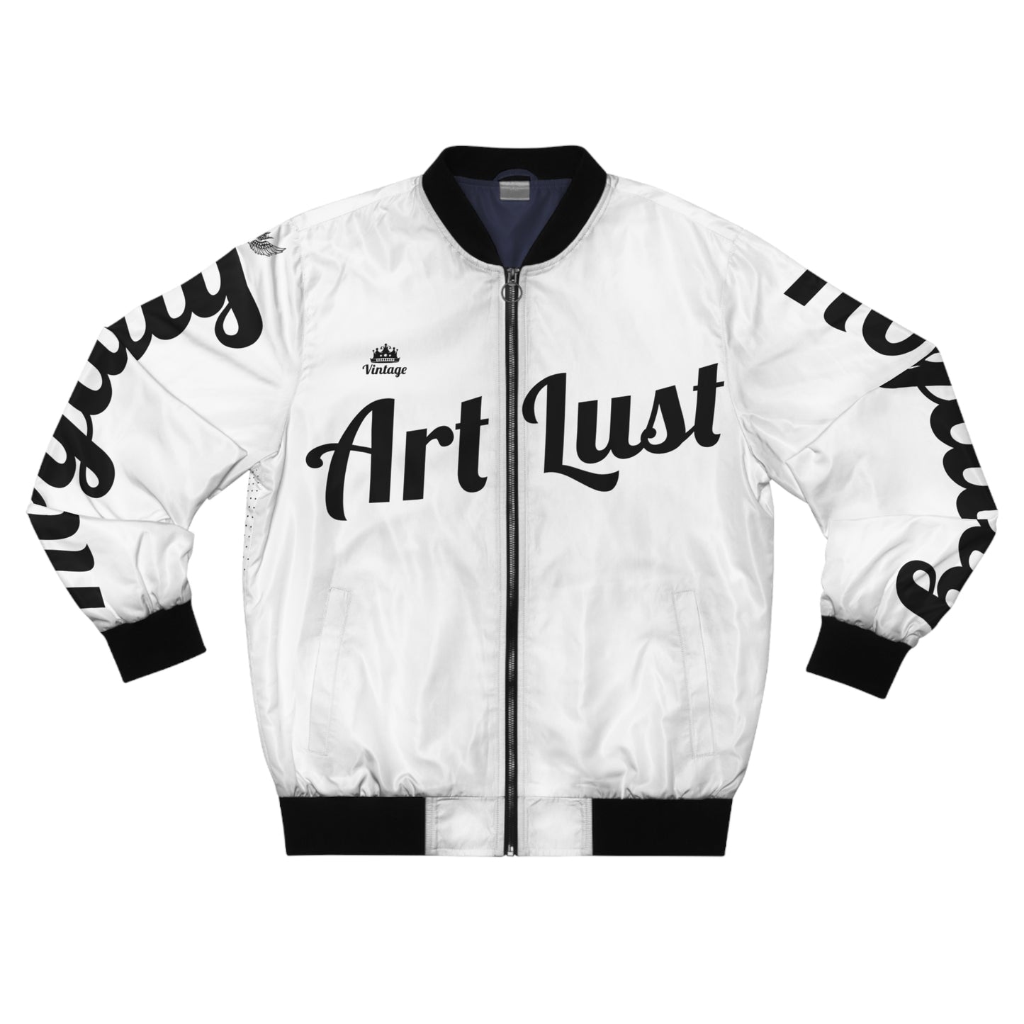 Men's Vintage Art Lust White/Black T.O.K. Bomber Jacket (AOP)